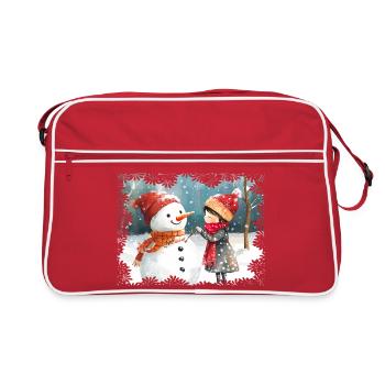 Winter Joy Snowman and Child - Retro Bag - red/white - Front