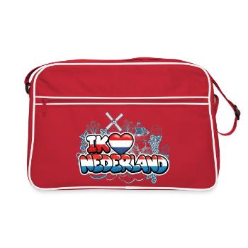 J’aime les Pays-Bas avec drapeau - Sac Retro - rouge/blanc - Devant