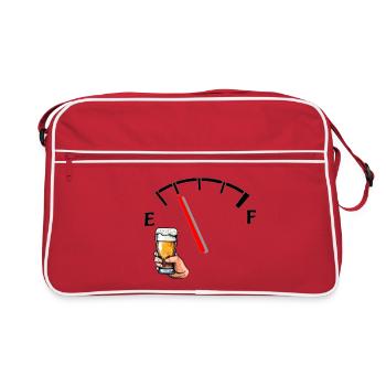 Beer and Tank Gauge Cartoon - Retro Bag - red/white - Front