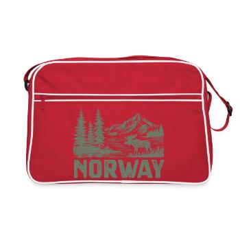 Norwegian forest landscape with moose - Retro Bag - red/white - Front