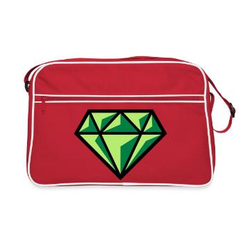 Diamant (pierre précieuse symbole brillant / POS Gre 3C) - Sac Retro - rouge/blanc - Devant