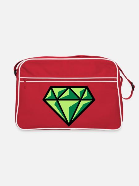 Diamant (pierre précieuse symbole brillant / POS Gre 3C) - Sac Retro - rouge/blanc - Devant