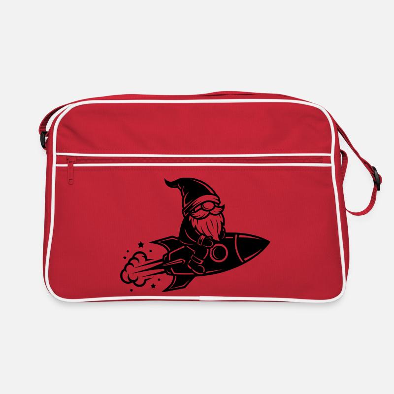 Illustration de bande dessinée Gnome Rides Rocket Sac Retro