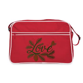 Lettrage d’amour avec des branches de sapin hivernales - Sac Retro - rouge/blanc - Devant