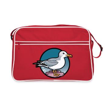 Logo vintage de la mouette de mer sur rochers - Sac Retro - rouge/blanc - Devant