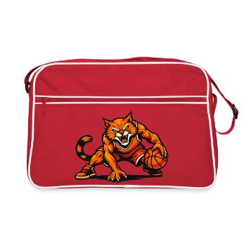 Mascotte Chat Orange qui dribble - Sac Retro - rouge/blanc - Devant