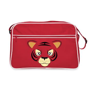 Cool Tiger Face Graphic Big Cat Wildlife Art - Retro Bag - red/white - Front