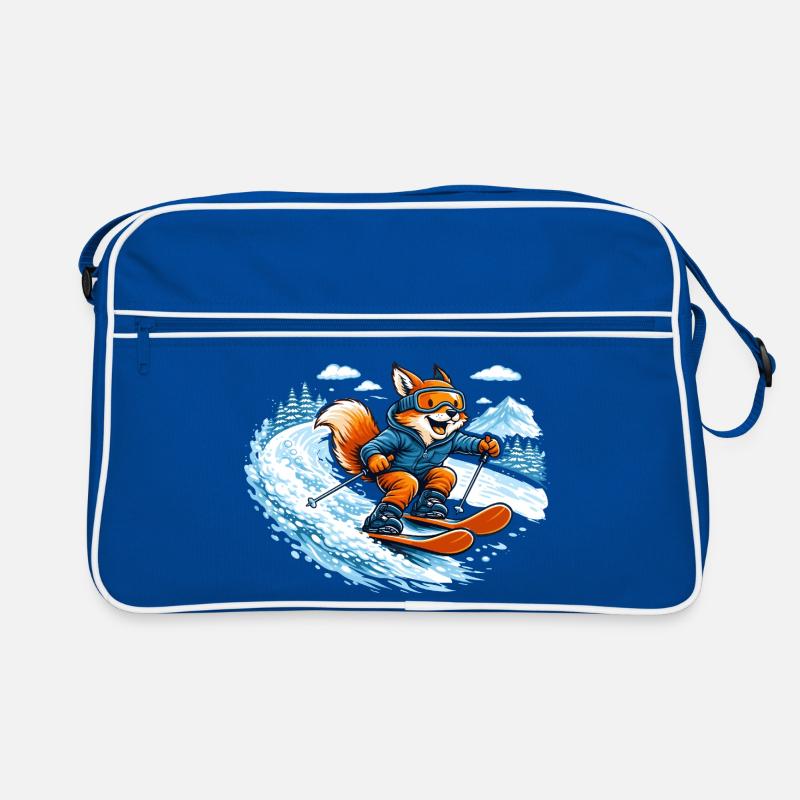 Funny Ski Fox – Comic Winter Motif Retro Bag