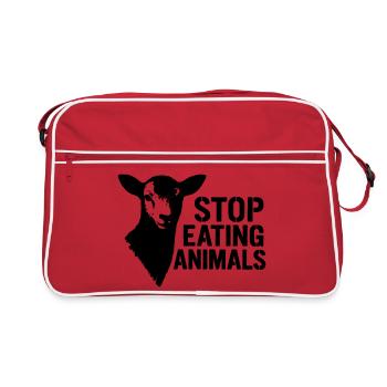 Alpaca Stop Eating Animals - Retro Tasche - Rot/Weiß - Vorne