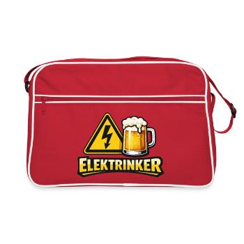 Elektrinker – pun on Electrician & Drink - Retro Bag - red/white - Front