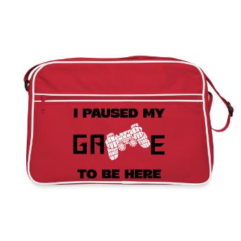 Ich habe mein Spiel pausiert, um hier zu sein! - Retro Tasche - Rot/Weiß - Vorne