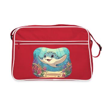 Fröhliche Manta im Riff - Retro Tasche - Rot/Weiß - Vorne