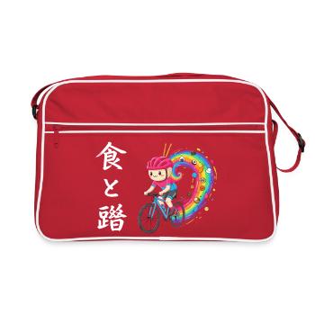 Rainbow Ride: Foodie Trail Cyclist - Retro Bag - red/white - Front