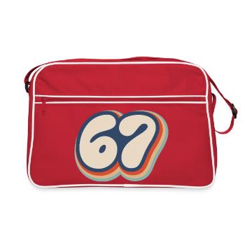 67 - Sixty Seven Nummer 67 Vintage Retro Meme Six - Retro Tasche - Rot/Weiß - Vorne