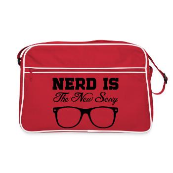 Nerd Is The New Sexy Funny Geek Glasses Art - Retro Tasche - Rot/Weiß - Vorne