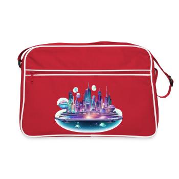 Silhouette de la Cité Spatiale Néon - Sac Retro - rouge/blanc - Devant