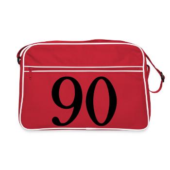 90. 90 JAHRE. 90-JÄHRIGES JUBILÄUM. 90-JÄHRIGES JUBILÄUM. - Retro Tasche - Rot/Weiß - Vorne