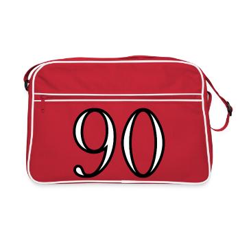 90. 90 ANS. 90e ANNIVERSAIRE. ANNIVERSAIRE 90 ANS. - Sac Retro - rouge/blanc - Devant