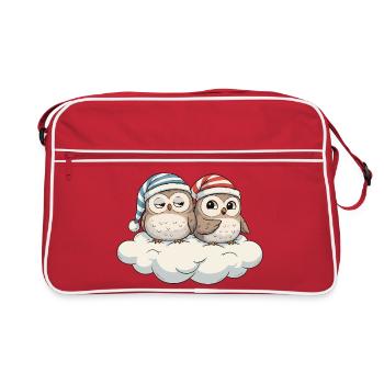 Duo de chouettes nuages avec des chapeaux pointus - Sac Retro - rouge/blanc - Devant