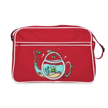 Teapot Garden Frog - Retro Bag - red/white - Front