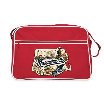 Autocollant de la fierté vintage de l’État du Massachusetts - Sac Retro - rouge/blanc - Devant