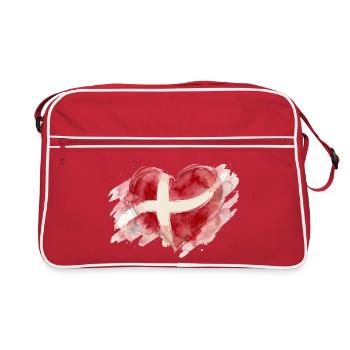 Aquarelle en cœur du Danemark - Sac Retro - rouge/blanc - Devant