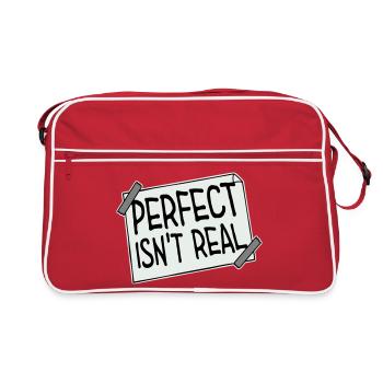 Perfect isn't real Perfekt Gibt Es Nicht Logo Text - Retro Tasche - Rot/Weiß - Vorne