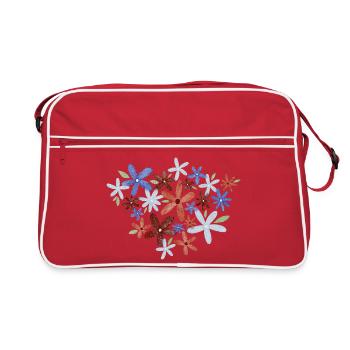 Aquarell Blumen - Retro Tasche - Rot/Weiß - Vorne
