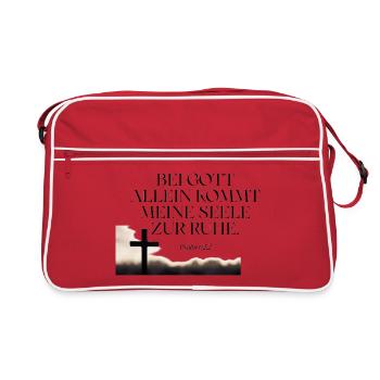 Ruhe der Seele im Kreuz - Retro Tasche - Rot/Weiß - Vorne