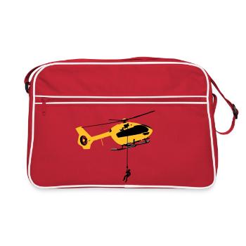 EC 145 AH145 Hubschrauber Helikopter Helicopter - Retro Tasche - Rot/Weiß - Vorne