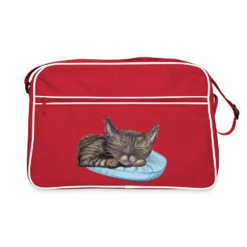 Chat endormi - Sac Retro - rouge/blanc - Devant