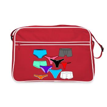 Lingerie logo with briefs and underpants - Retro Bag - red/white - Front