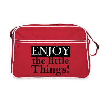Kleine Dinge Genießen Schriftzug - Retro Tasche - Rot/Weiß - Vorne