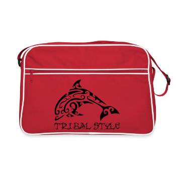 Polynesian black dolphin - Retro Bag - red/white - Front