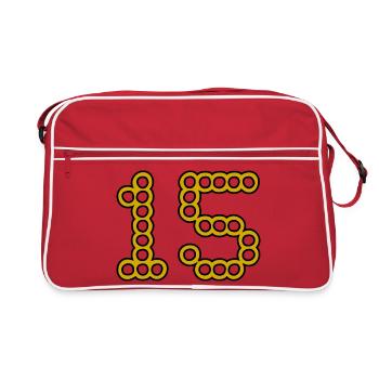 ANNIVERSAIRE. 15. 15 ANS. 15e ANNIVERSAIRE - Sac Retro - rouge/blanc - Devant