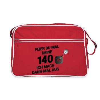 Lustiges Dart-Design – "Feier du mal deine 140... - Retro Tasche - Rot/Weiß - Vorne