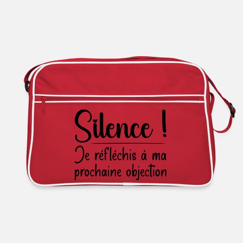 Silence ! Je réfléchis à ma prochaine objection - Sac Retro - rouge/blanc
