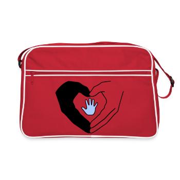 Famille Mains Coeur Amour Protection Vecteur - Sac Retro - rouge/blanc - Devant