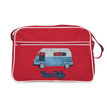 Van Life Aquarelle Voyage Vintage Camping-car - Sac Retro - rouge/blanc - Devant