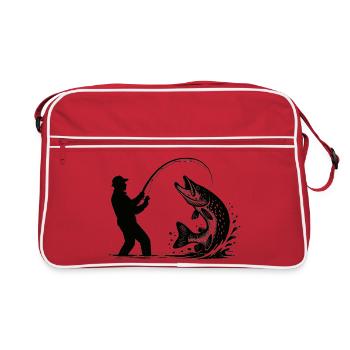 Cadeau pêcheur pêcheur de brochet Prédateur - Sac Retro - rouge/blanc - Devant