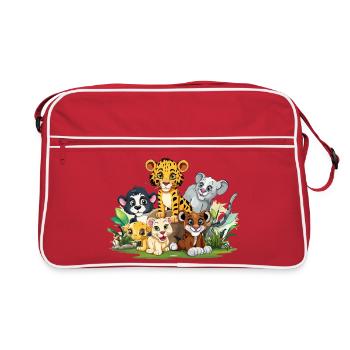 Animal lovers in the jungle - Retro Bag - red/white - Front