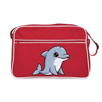 Ami cartoon dauphin câlin - Sac Retro - rouge/blanc - Devant
