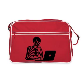 Squelette sur ordinateur portable - Sac Retro - rouge/blanc - Devant