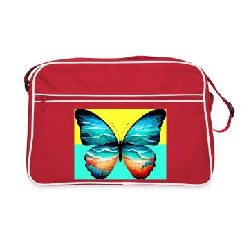Schmetterling - Retro Tasche - Rot/Weiß - Vorne