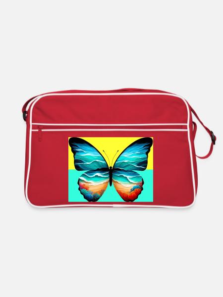 Schmetterling - Retro Tasche - Rot/Weiß - Vorne