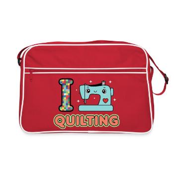 I Love Quilting Sewing Machine - Retro Bag - red/white - Front