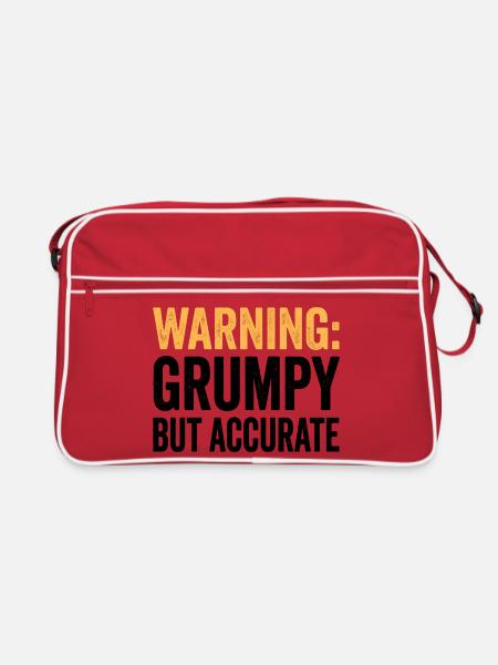 Attention: More grumpy, but more apt and funny - Retro Bag - red/white - Front