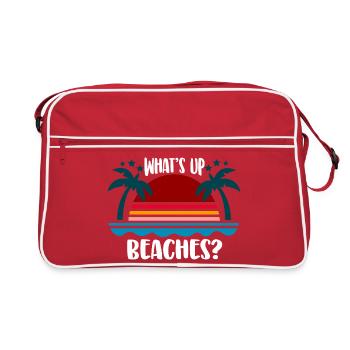 Was gibt's, Strände? Stranddesign Strandurlaub - Retro Tasche - Rot/Weiß - Vorne