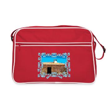 Coastal Village Cabin in Blue Frame Mallorca - Retro Bag - red/white - Front