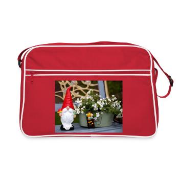Nain de jardin dans un pot de fleurs - Sac Retro - rouge/blanc - Devant